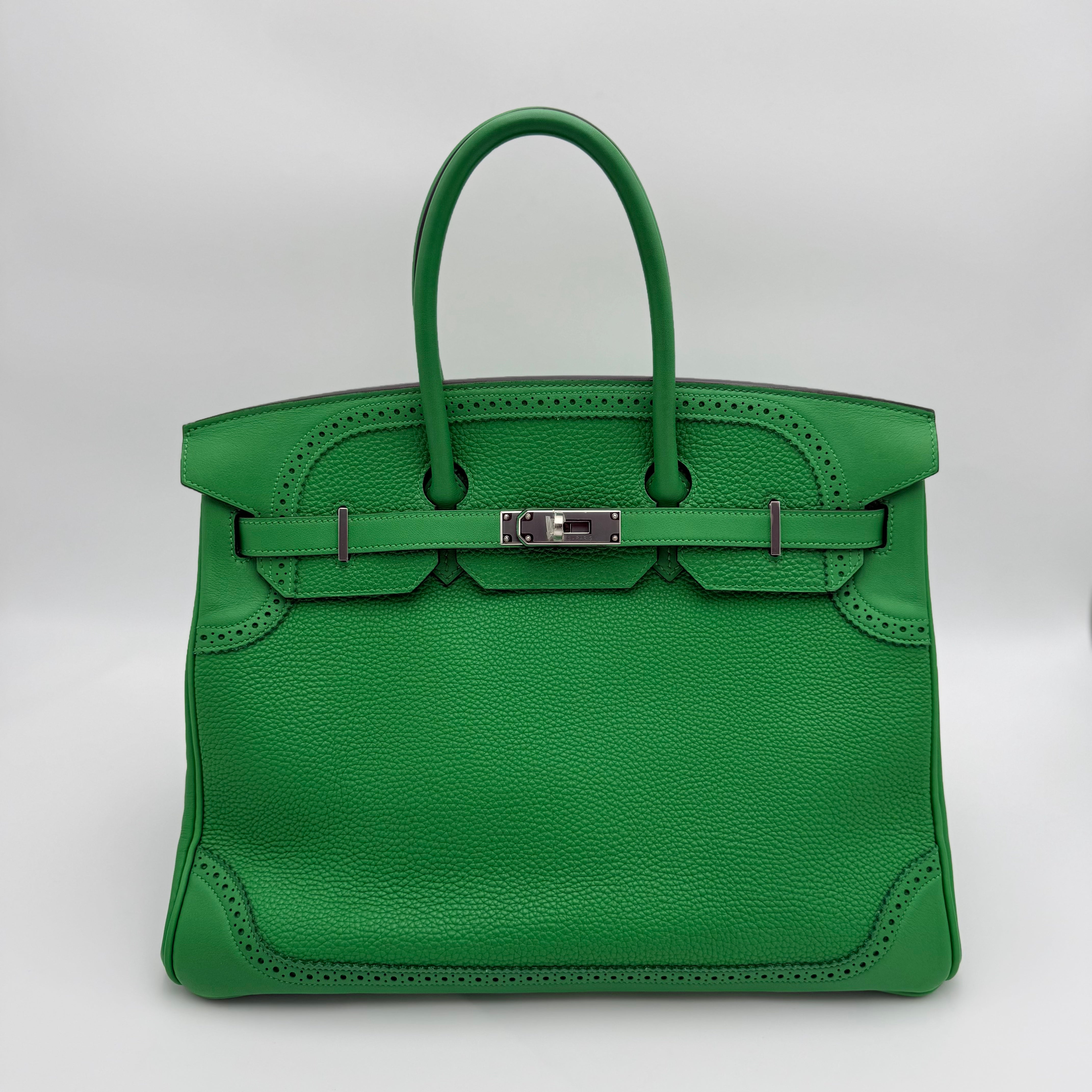 Hermès - Birkin 35 Ghillies - Vert bambou